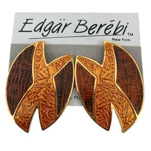 Edgar Berebi Vintage Snake Enamel Gold Plated Earrings